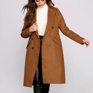 Windsor Major Trendsetter Faux Wool Long Coat Brown/Tan Size Small